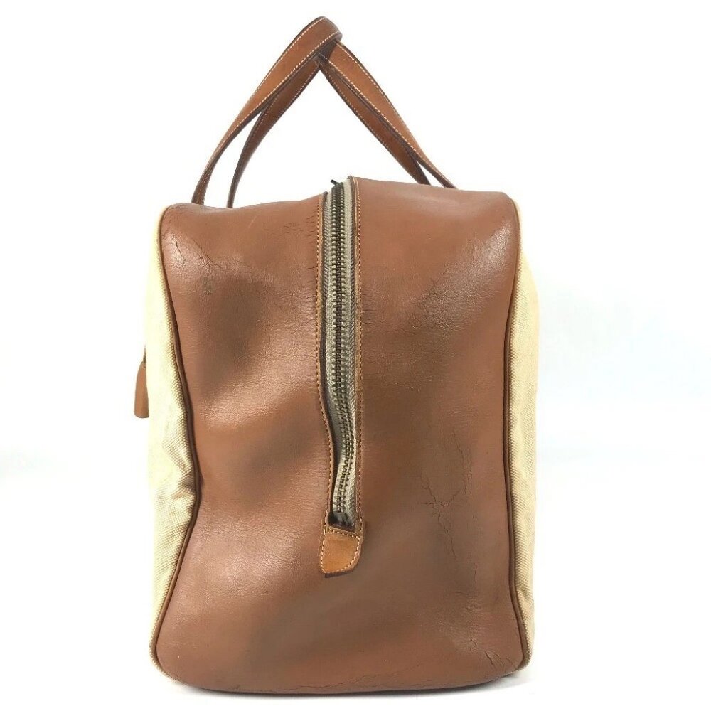 HERMES vintage Victoria 50 Travel Bag Duffle Bag Leather/Canvas Beige/Brown - Picture 3 of 15